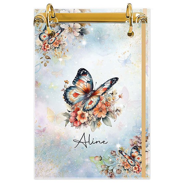 Bloco Fichário A5 Personalizado Reposicionável: Borboleta 06