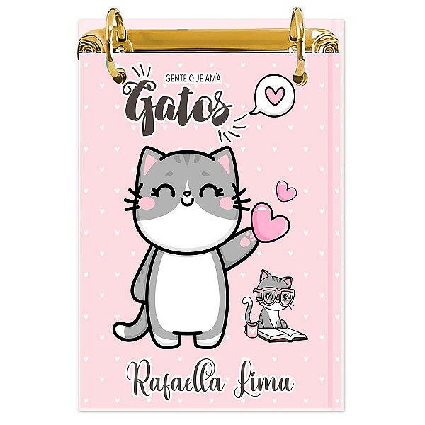 Bloco Fichário A5 Personalizado Reposicionável: Gatinha 03