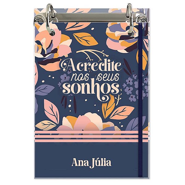 Bloco Fichário A5 Personalizado Reposicionável: Floral 06ionável:
