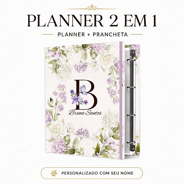 Planner Fichário 2 em 1: Coleção 2027 - Floral Roxa