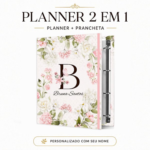 Planner Fichário 2 em 1: Coleção 2027 - Floral Rosa