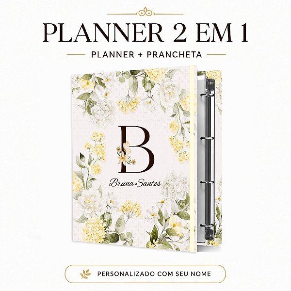 Planner Fichário 2 em 1: Coleção 2027 - Floral Amarela