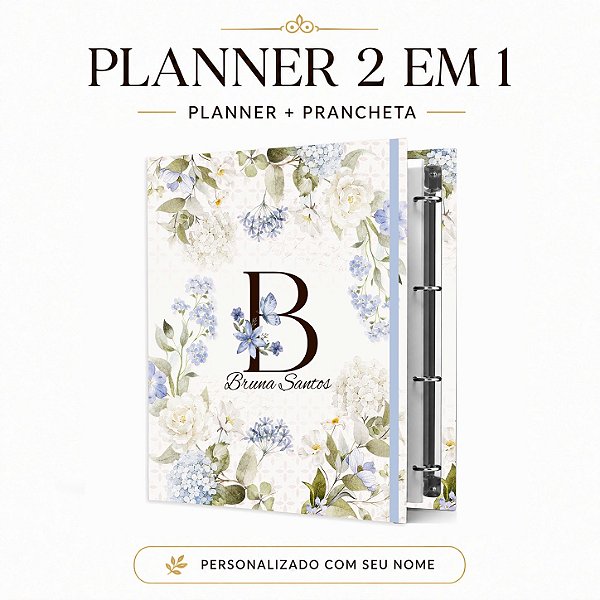 Planner Fichário 2 em 1: Coleção 2027 - Floral Azul