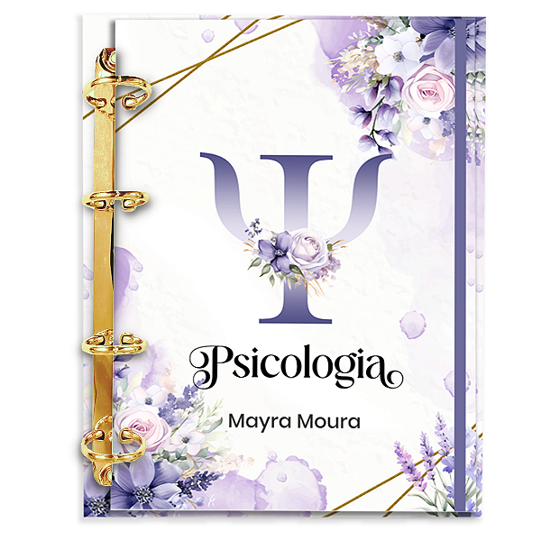 Fichário Personalizado Reposicionável Pautado: Psicologia ROXO