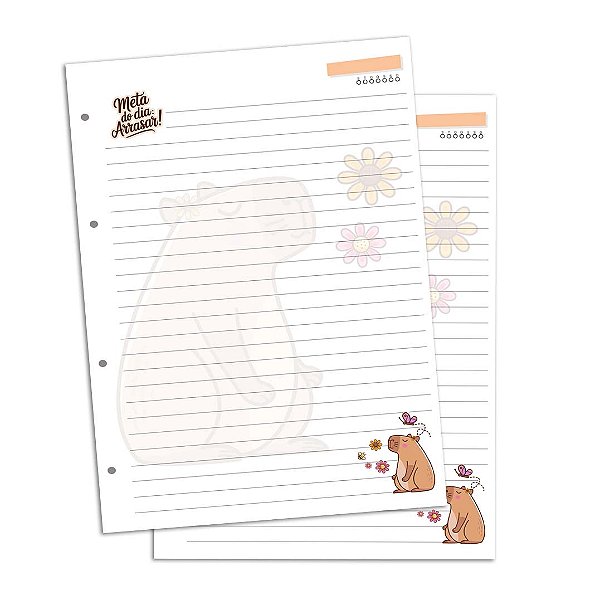 Refil de Fichário com 180 Folhas - Capivarinha 1