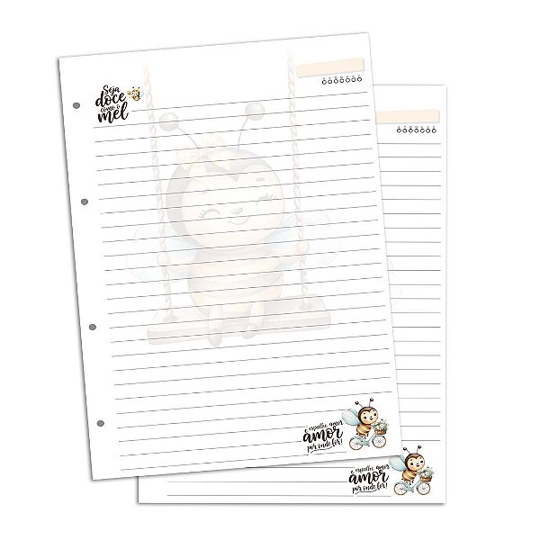 Refil de Fichário com 180 Folhas - Seja Doce como Mel