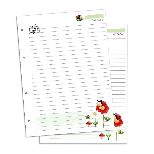 Refil de Fichário com 180 Folhas - Cada pontinho uma conquista, Joaninha