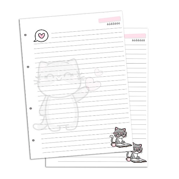 Refil de Fichário com 180 Folhas - Gatinha 2