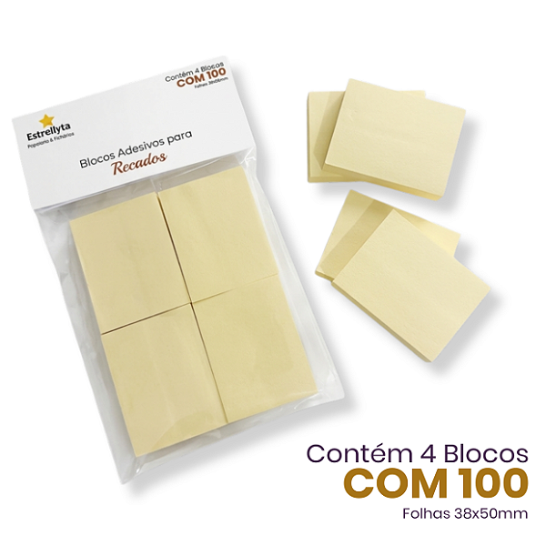 Bloco autoadesivo para anotações – Kit com 4 Blocos