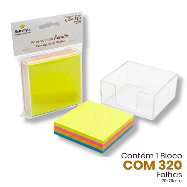 Bloco Adesivo para Recados com Suporte Acrílico – Estrellyta