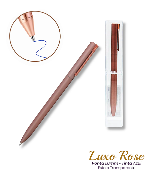 Caneta esferográfica Luxo Rose com Estojo Transparente I Estrellyta