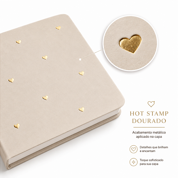 Hot Stamp Corações Espalhadinhos Dourado