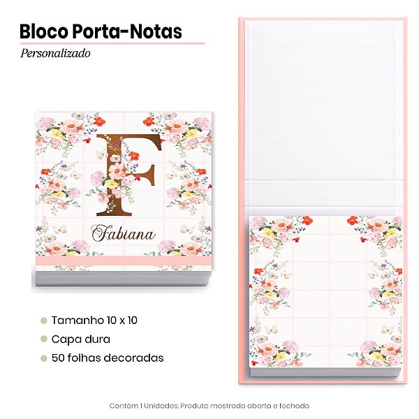 Bloco Porta Notas - Personalizado: Jardim Florido