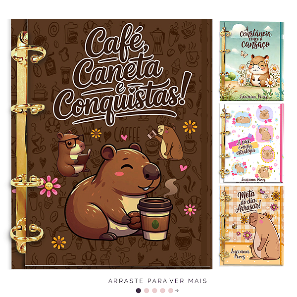 Agenda Fichário Personalizada Reposicionável: Coleção Capivarinha