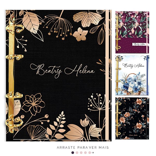 Agenda Fichário Personalizada Reposicionável: Coleção Floral Elegante
