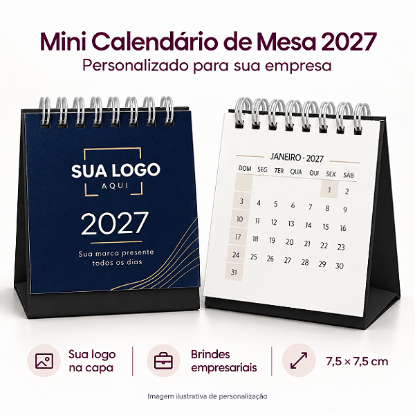 Mini Calendário de Mesa 2027 ( Anexe sua imagem ) - Leia a Descrição