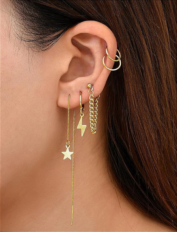 Kit Brincos Pitty Dourado