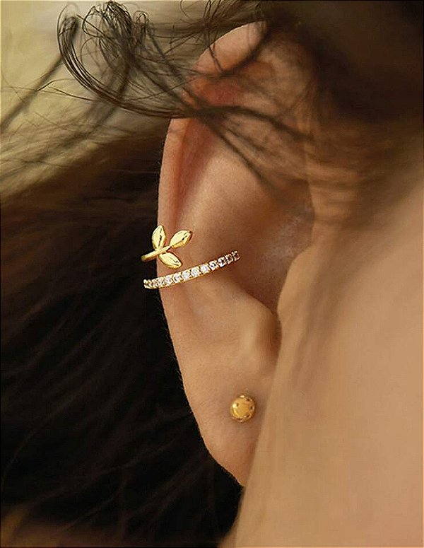 Piercing Fake Raminho Zircônia Dourado