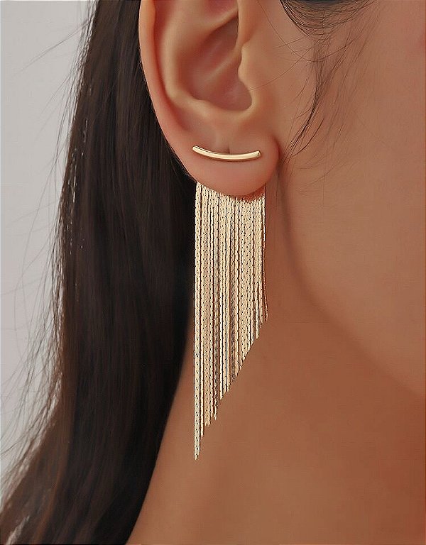 Ear Jacket Franjinha Dourado