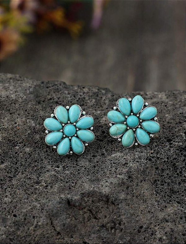 Brinco Florzinha Turquesa