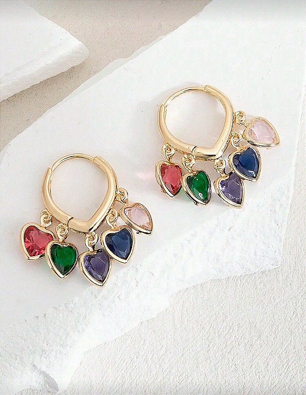 Argolinha Corações Zirconias Coloridas