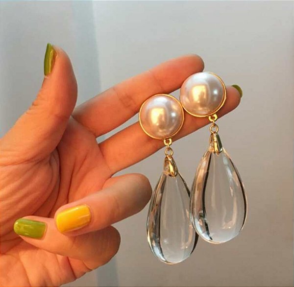 Brinco Gota Transparente Vera