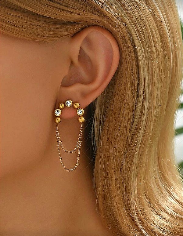 Brinco Jessica Correntinhas dourado