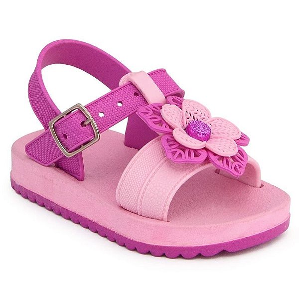 Sandália Flor Papete Infantil Bebê Menina Sola Macia Antiderrapante