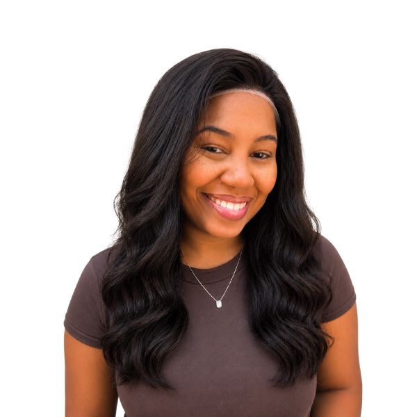 Lace Lily Humana / Cabelo Médio Liso Ondulado / Peruca Feminina com Repartição Livre / Alta Densidade Efeito Natural
