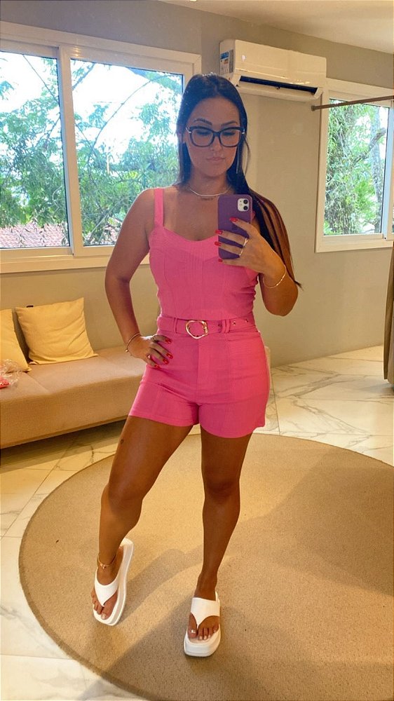 CONJUNTO REGATA E SHORTS PINK