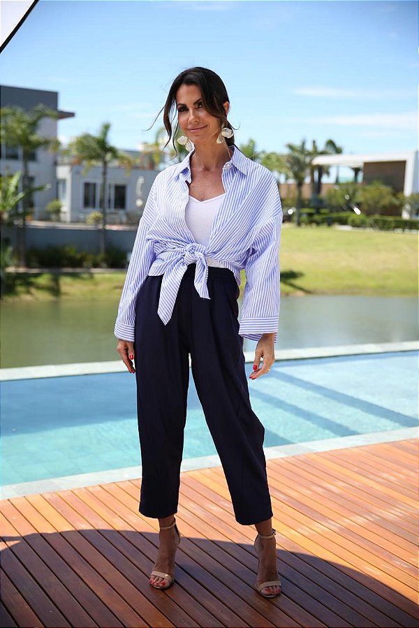 CAMISA SOFIA AZUL/BRANCO