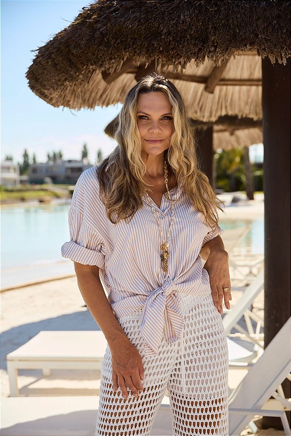 CAMISA SOFIA BEGE/BRANCO