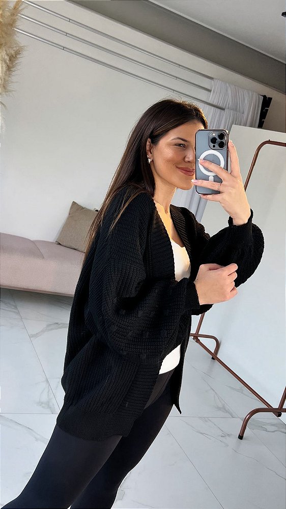 CARDIGAN TRICOT PRETO
