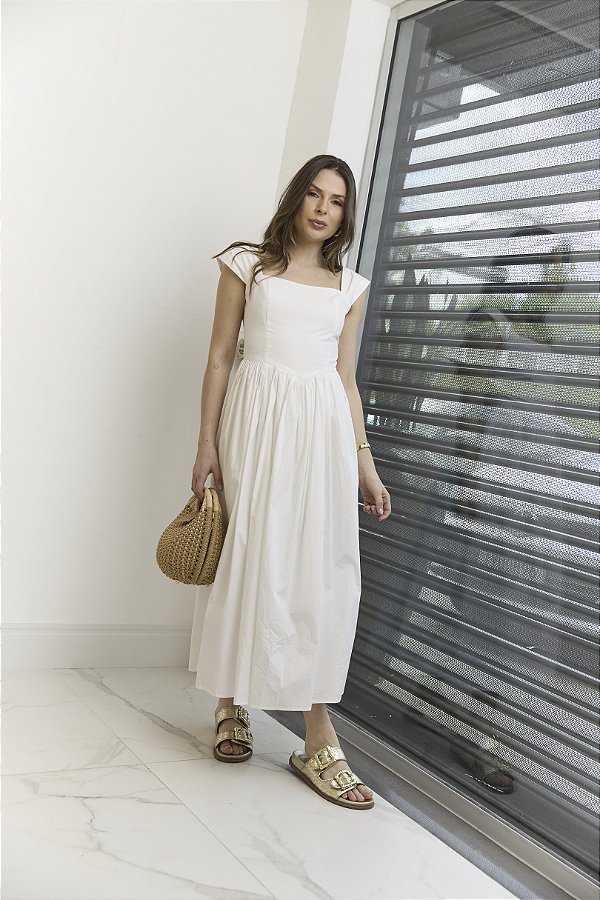 VESTIDO TRICOLINE COM LASTEX BRANCO
