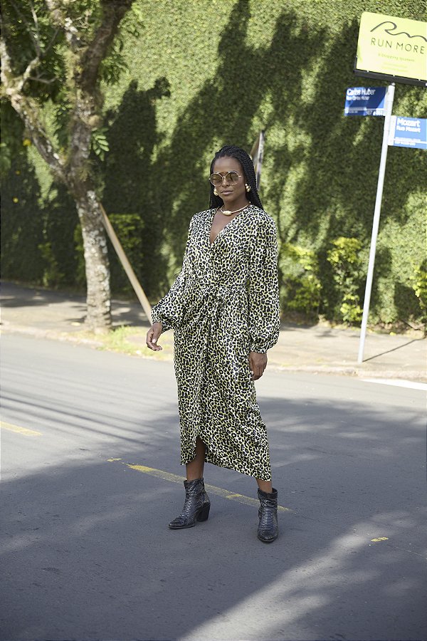 VESTIDO REBECA ANIMAL PRINT VERDE