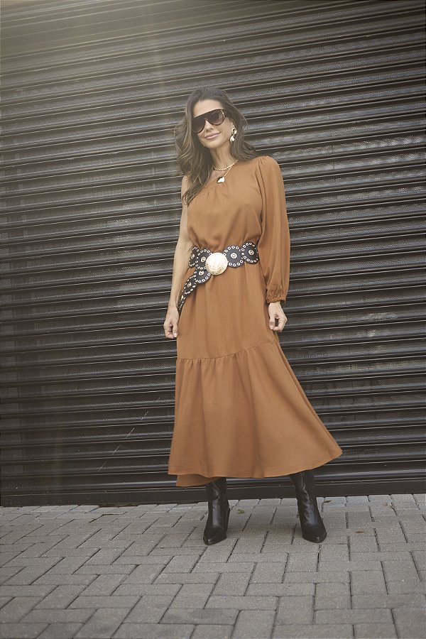 VESTIDO OMBRO TERRACOTA