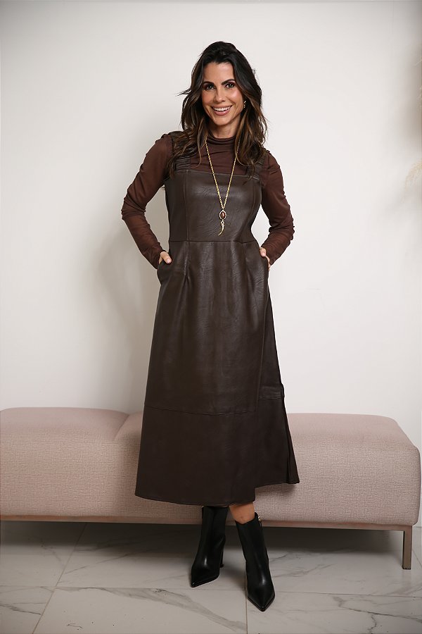 VESTIDO PU JASMIN MARROM