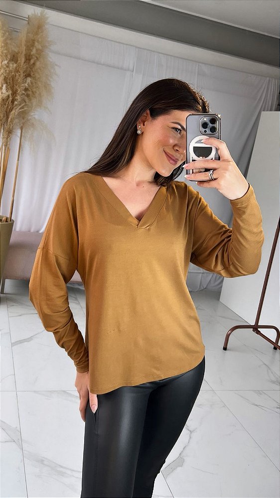 BLUSA REBECA M.LONGA CARAMELO