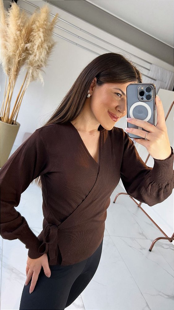 BLUSA CACHECOUR KYLIE MARROM