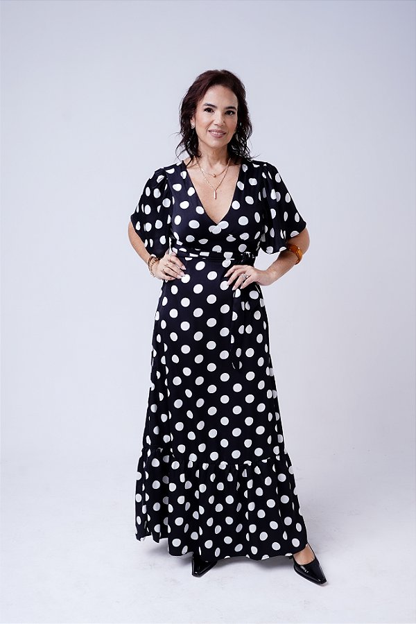 VESTIDO LONGO POA PRETO