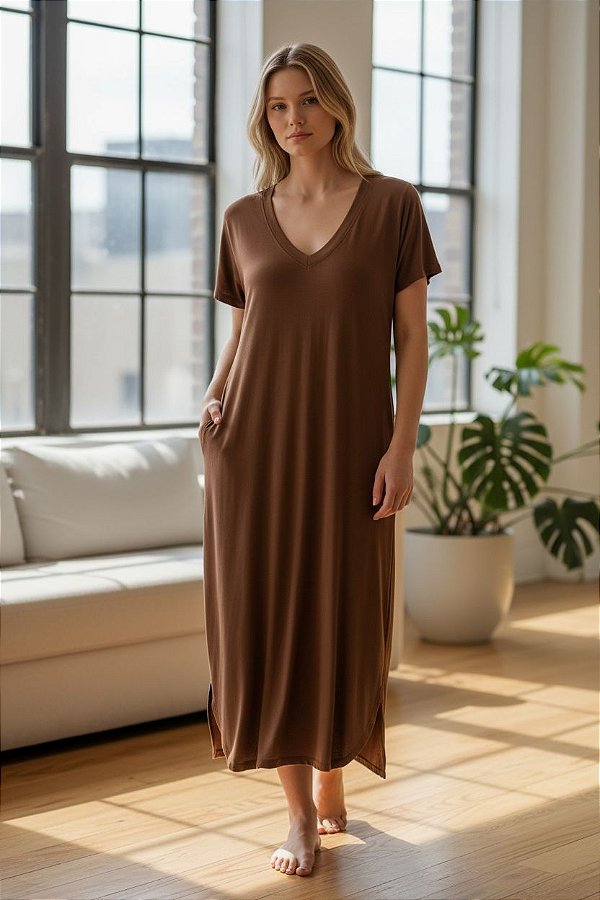 VESTIDO GIOVANA MARROM