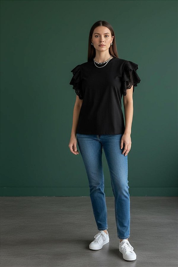 BLUSA MANGA LAISE PRETO