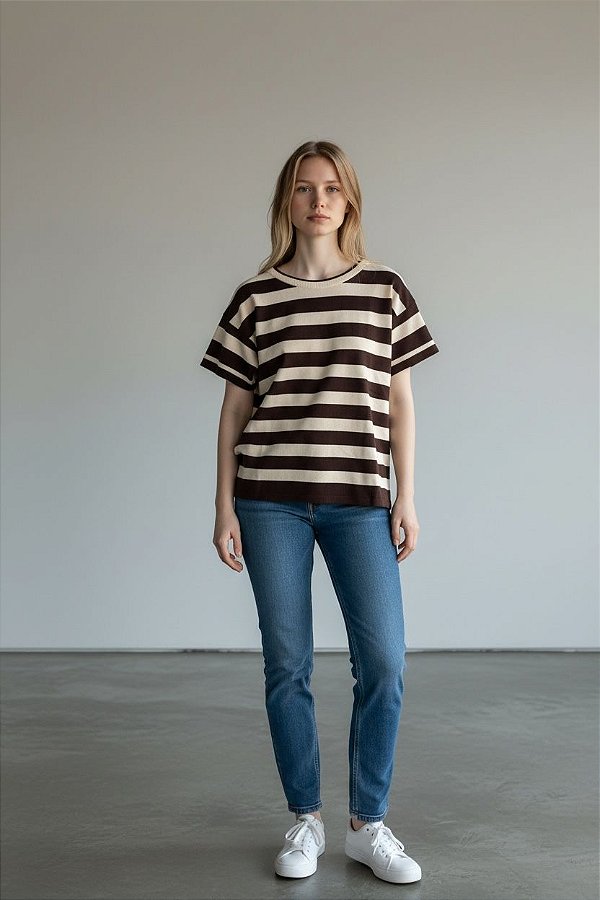 BLUSA MAXI FERNANDA MARROM/BEGE