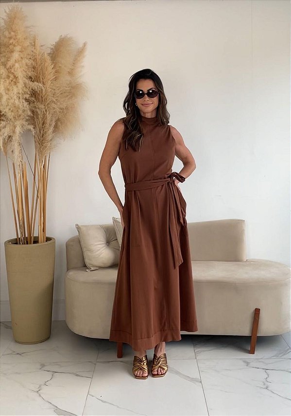 VESTIDO JULIANA MARROM