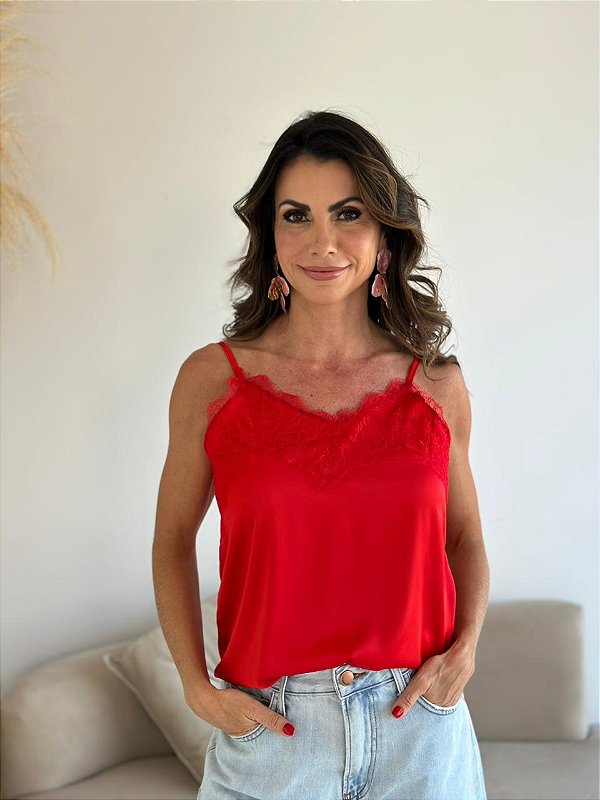 REGATA CETIM RENDA VERMELHO