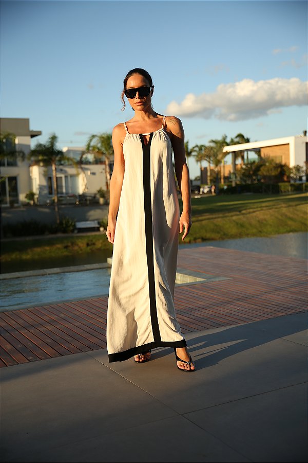 VESTIDO REGATA ANE BEGE /PRETO