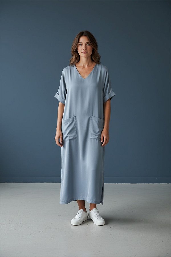 VESTIDO LINHO CLARA AZUL