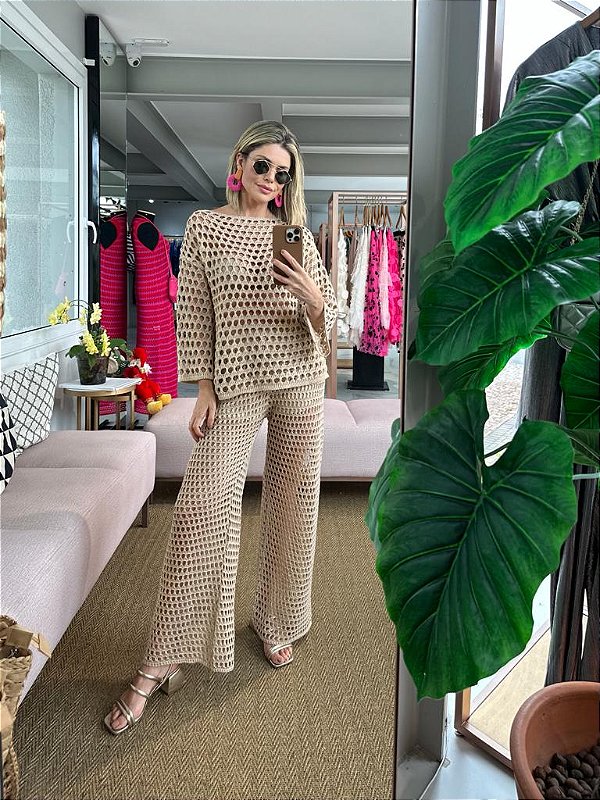 CALÇA CROCHE XANGRILA BEGE