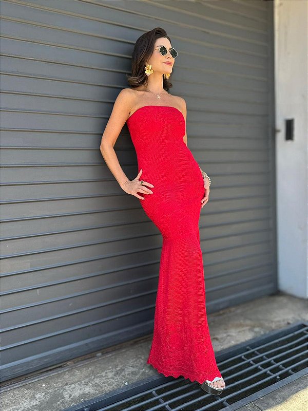 VESTIDO TOMARA QUE CAIA VERMELHO