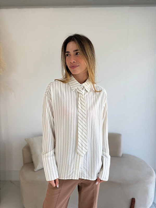 CAMISA LISTRADA ADRIANA OFF WHITE